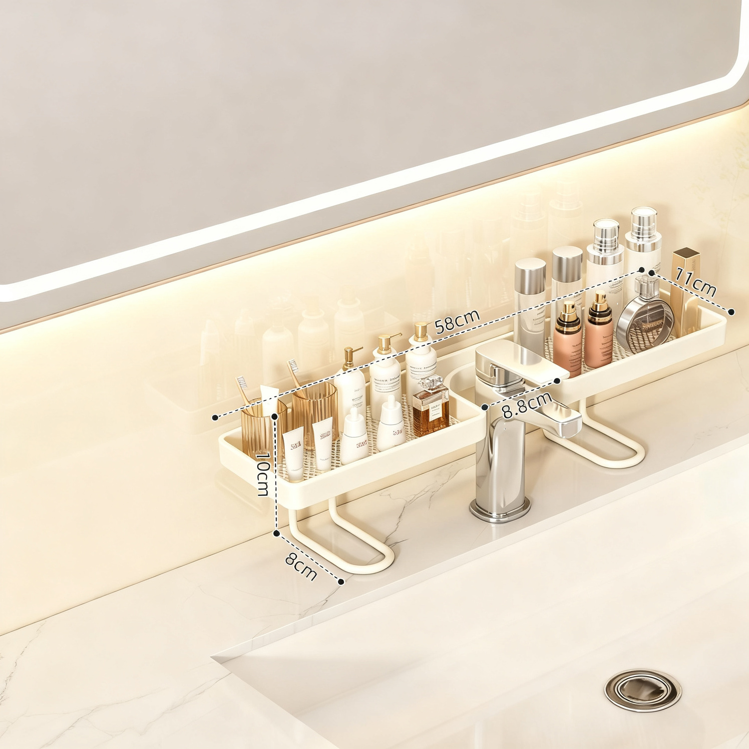 Badezimmer-Ablage für Waschbecken ohne Bohren