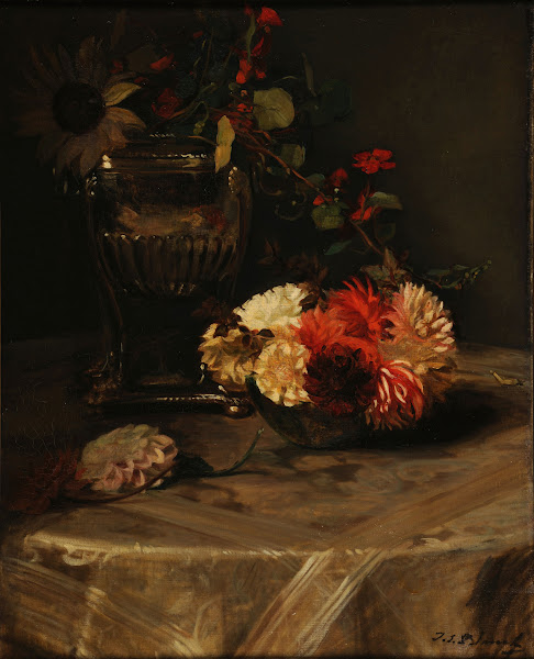 Dahlias et capucines à lurne dargent 1904