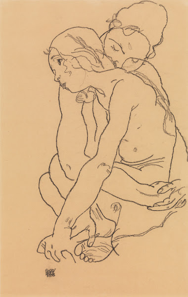Woman and Girl Embracing 1918