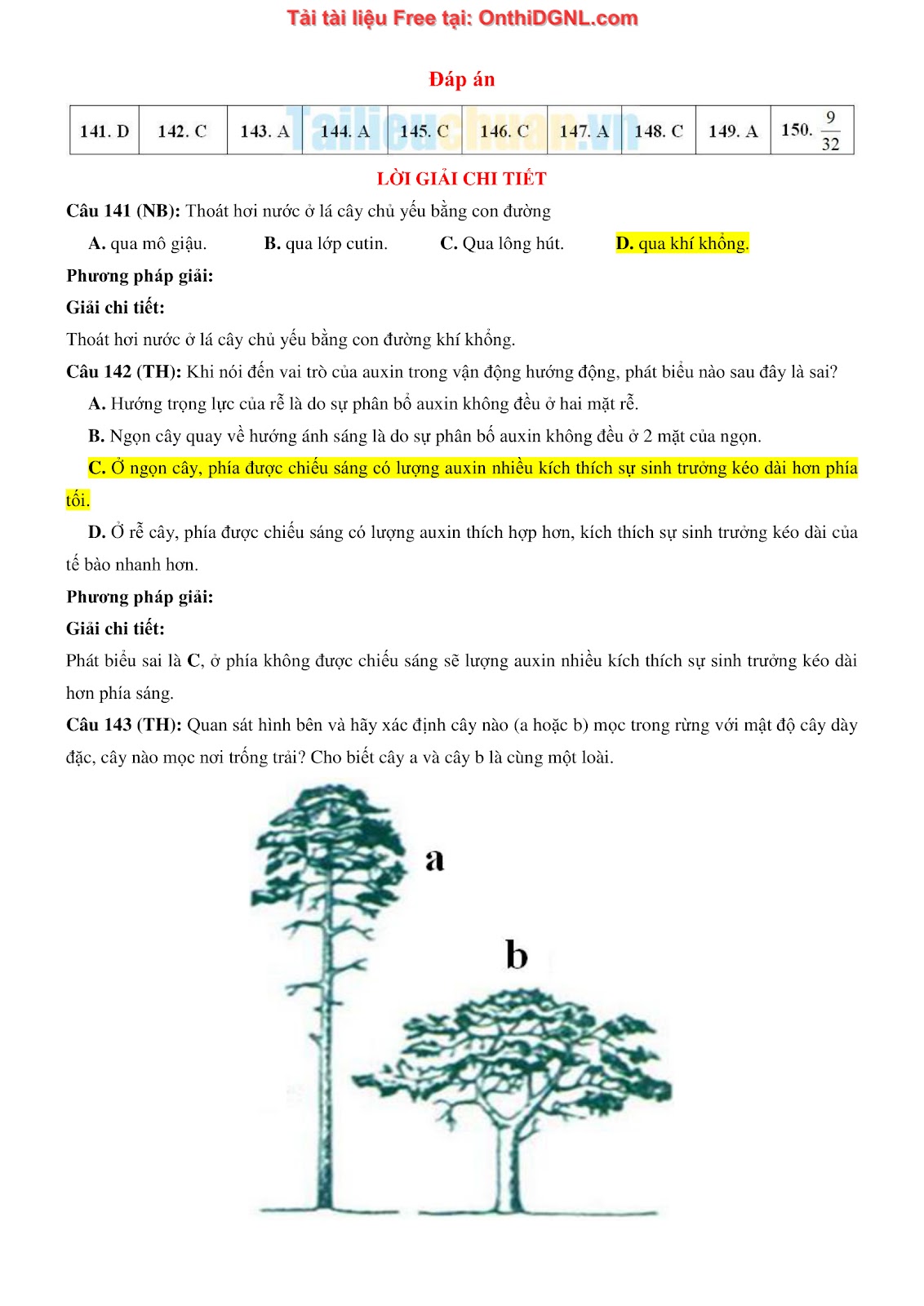 150 bài tập môn Sinh học - Ôn thi ĐGNL ĐHQG HN Phần 1
