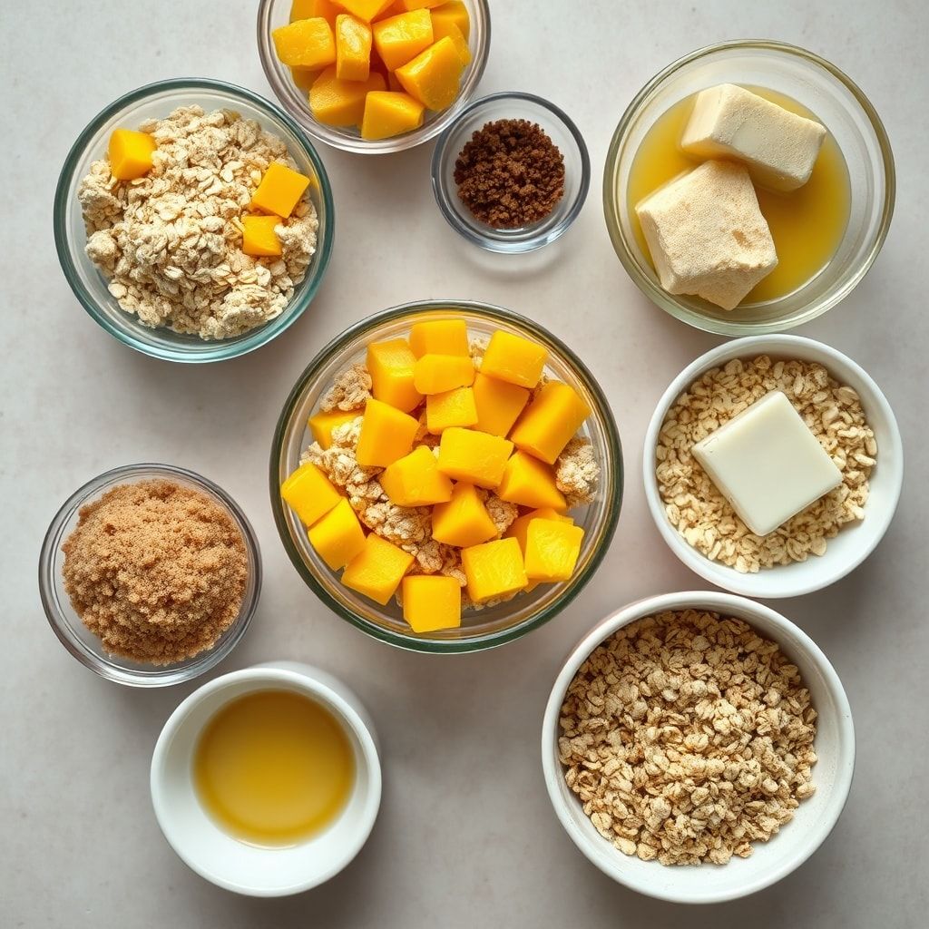Ingredients for Mango Oatmeal Crumble Bars – Easy Homemade Breakfast Treat