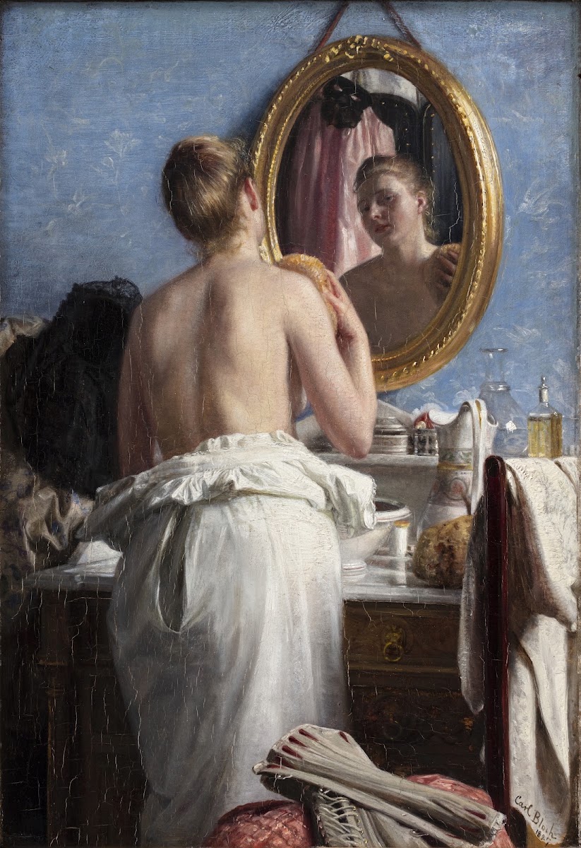 En pige som vasker sig før et karneval 1887