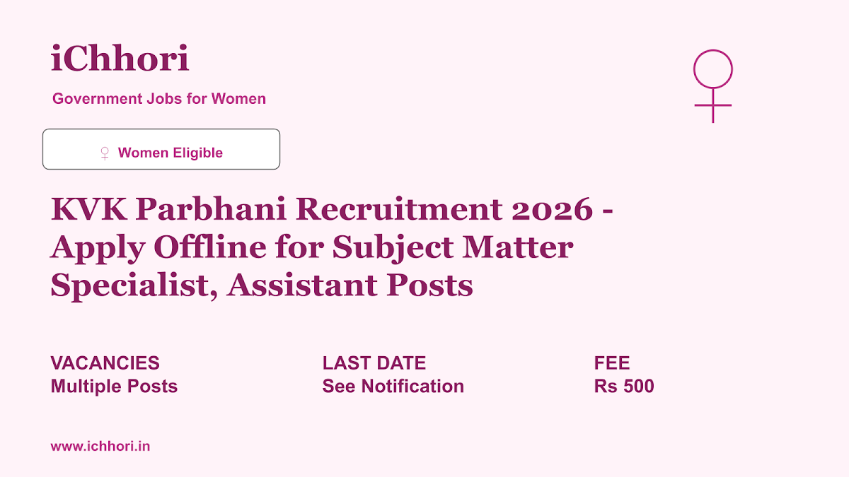 KVK Parbhani Recruitment 2026 - Apply Offline for Subject Matter Specialist, Assistant Posts - iChhori