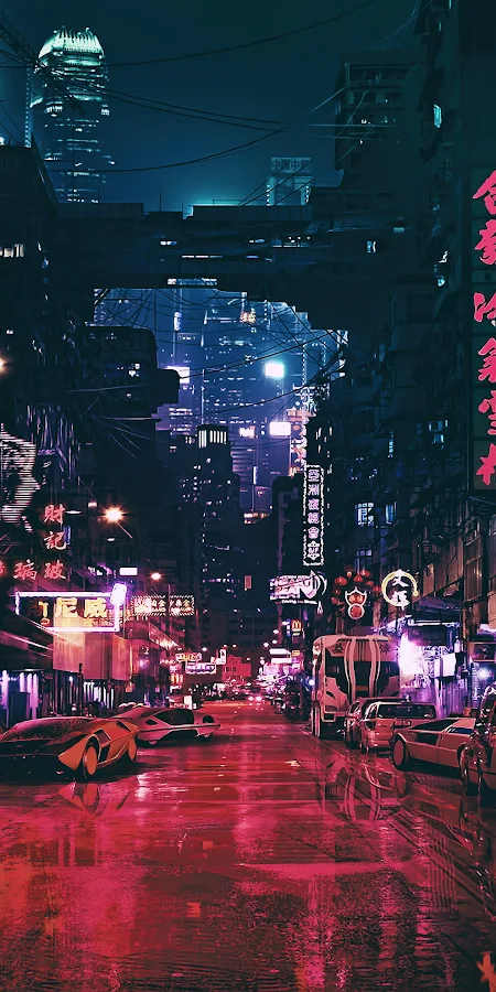 Futuristic City Street Digital Art 4K HD Phone Wallpaper