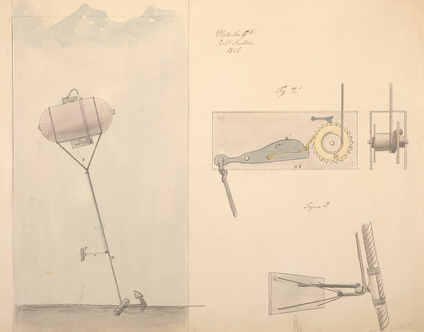 Submarine An anchored mine showing machinery 1806