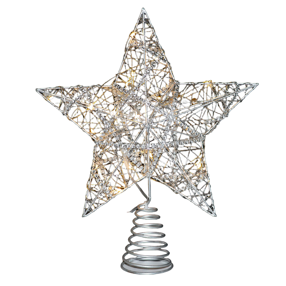 Christmas tree star topper made of iron, illuminated