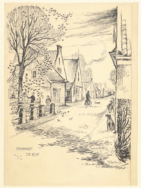 Gezicht in de Venbuurt in het dorp De Rijp 1950 1970