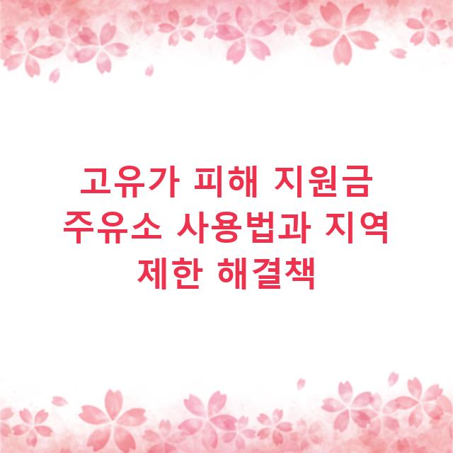 고유가 피해 지원금 주유소 사용법과 지역 제한 해결책