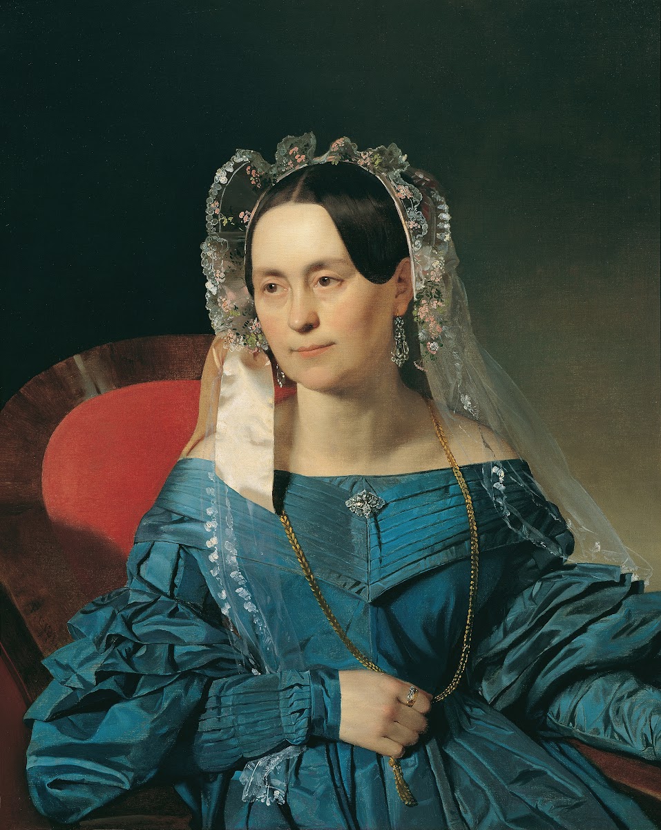 Dame in blauem Kleid 1839