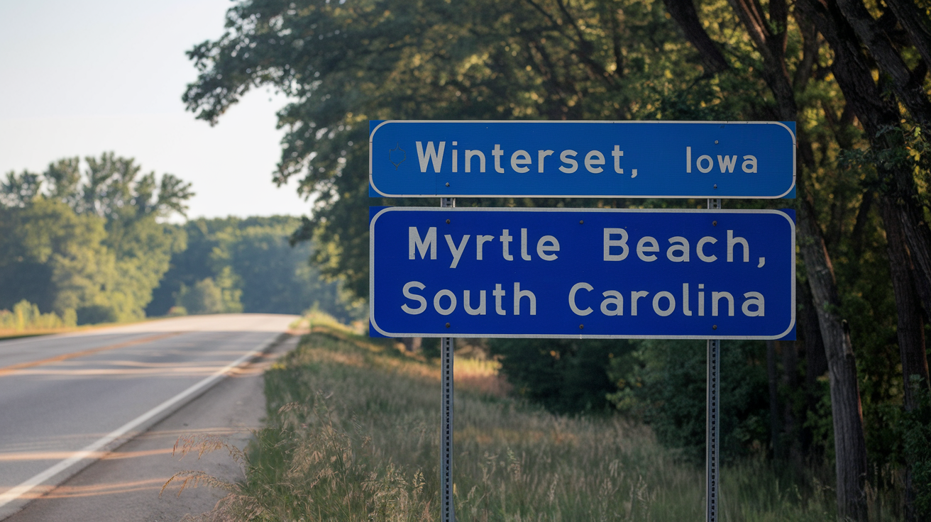Distance from Winterset, Iowa to Myrtle Beach, SC
