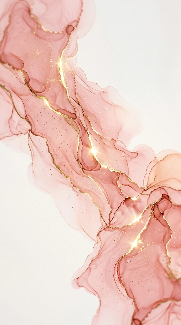 Abstract Alcohol Ink Blush Pink Gold Foil Background - Free 8K and 4K mobile Wallpaper Background