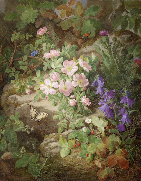 Großes Stillleben mit Alpenblumen