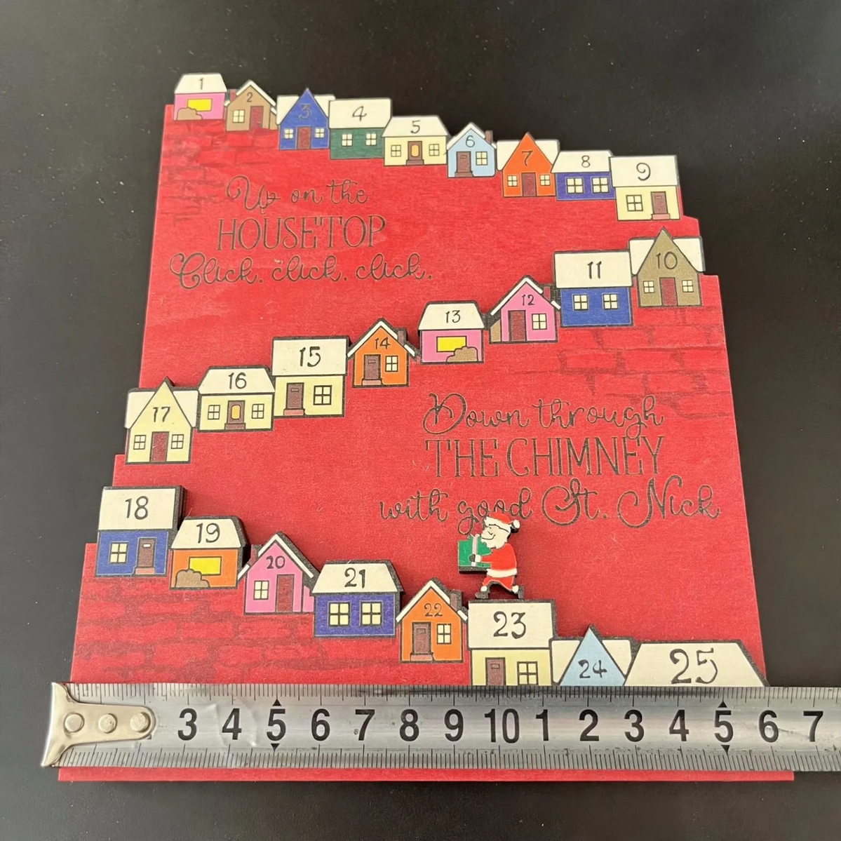 Christmas wooden Advent calendar, table decoration