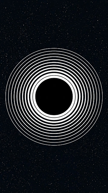 Black and White Black Hole with Concentric Rings Illustration - Free mobile Wallpaper