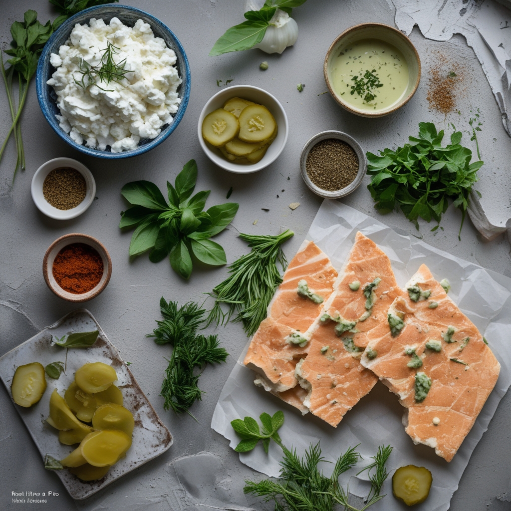 Ingredients for Healthy Dill Pickle Cottage Cheese Ranch Recipe - Easy & Flavorful Snack