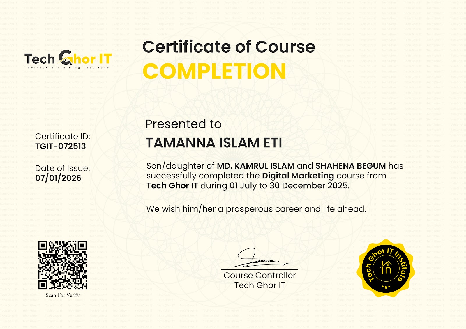Professional Certificate