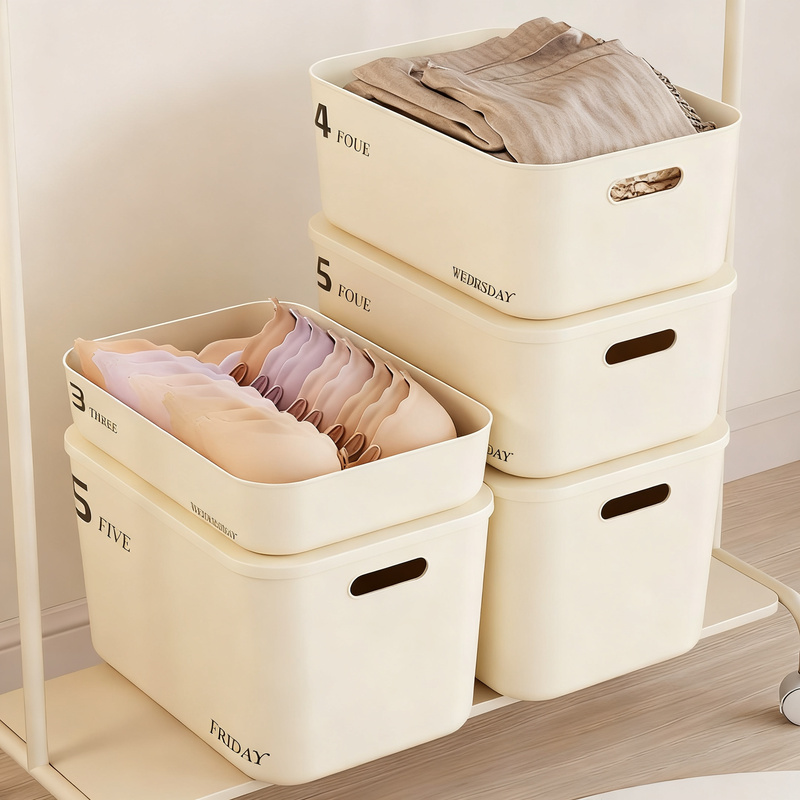 Plastic storage box with lid, medium size