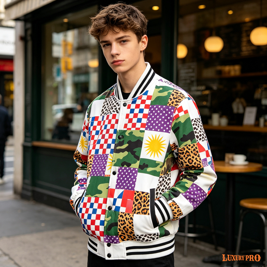 AOP Children's button baseball jacket