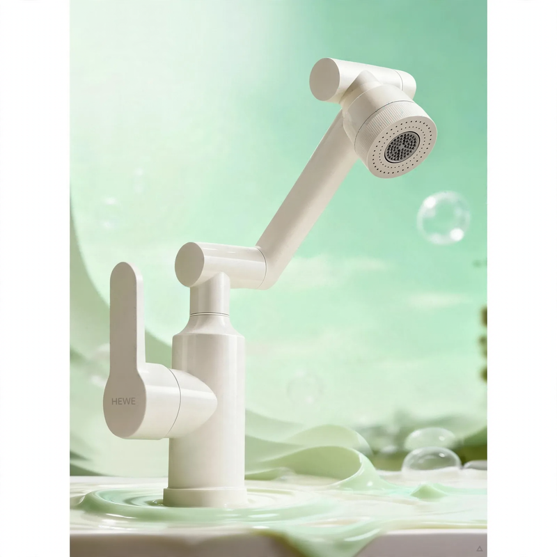 Sink faucet, White, Swivel, Hot-Cold
