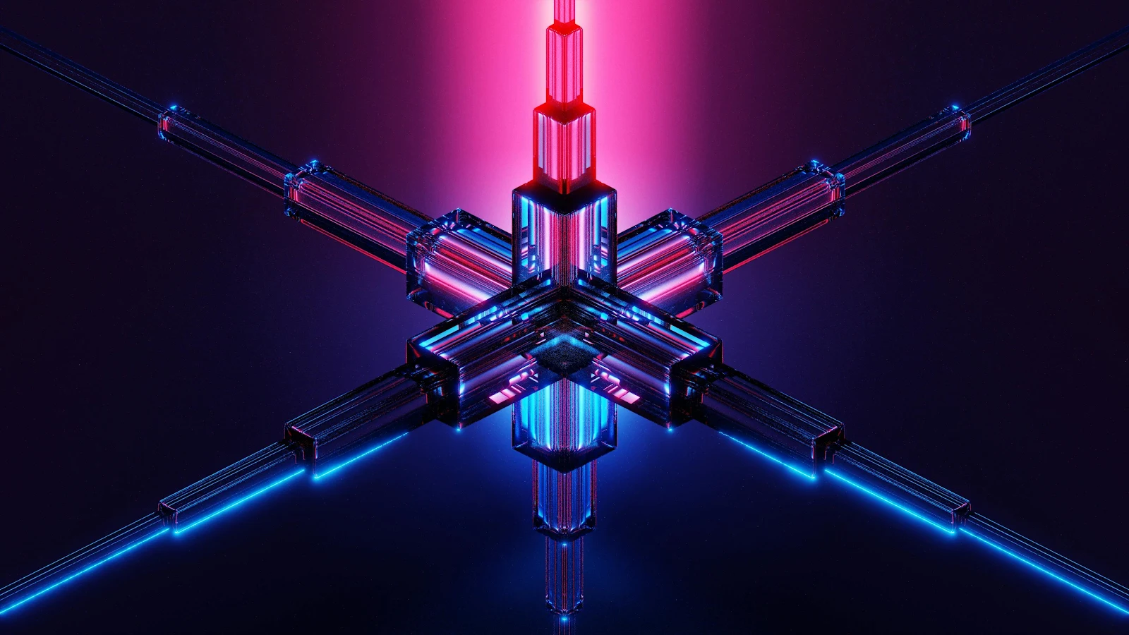 Glowing Abstract Neon Nexus - Digital 3D Render 4K Wallpaper (3840x2160)