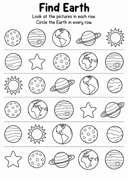 Find Earth Worksheet