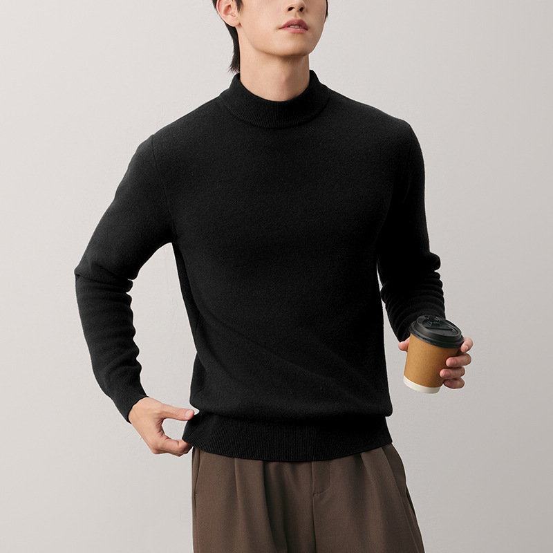 Men's wool turtleneck sweater, lined