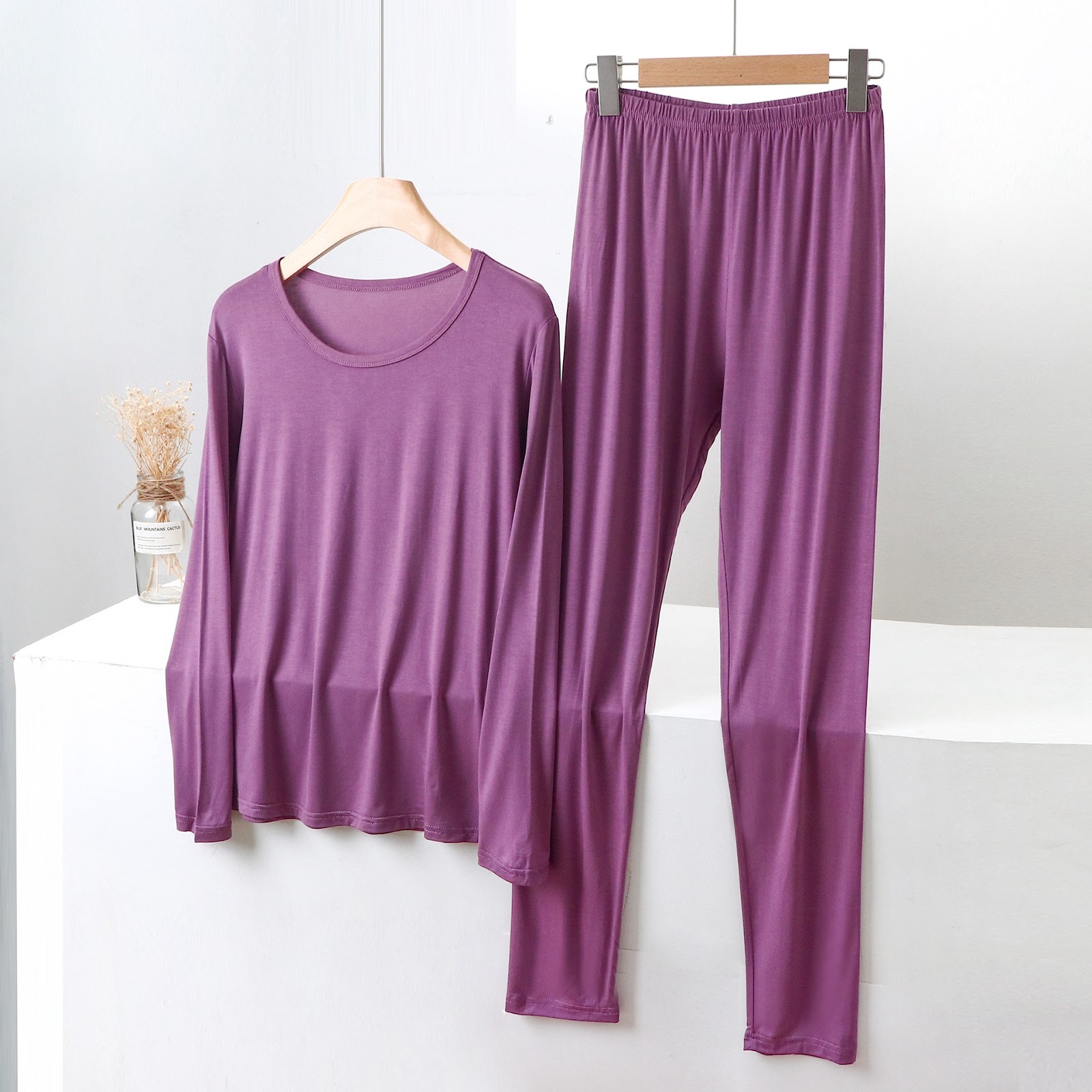 Women's Thermal Underwear Set, Modal, Round Neck, Plus Sizes