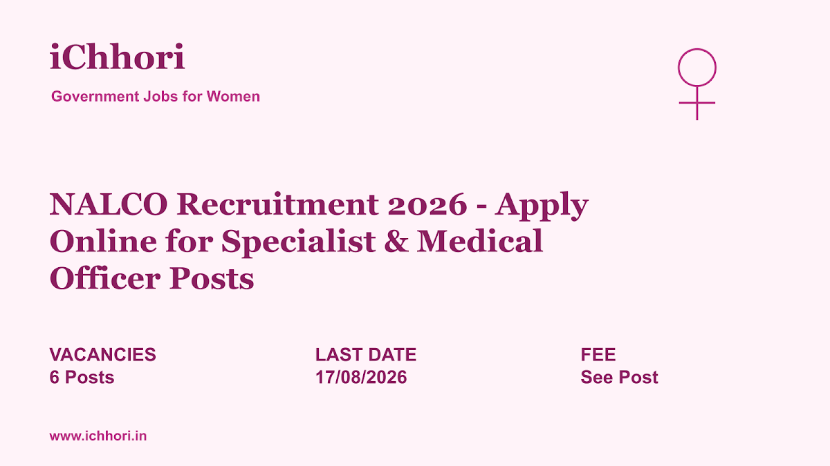 NALCO Recruitment 2026 - Apply Online for Specialist & Medical Officer Posts - iChhori