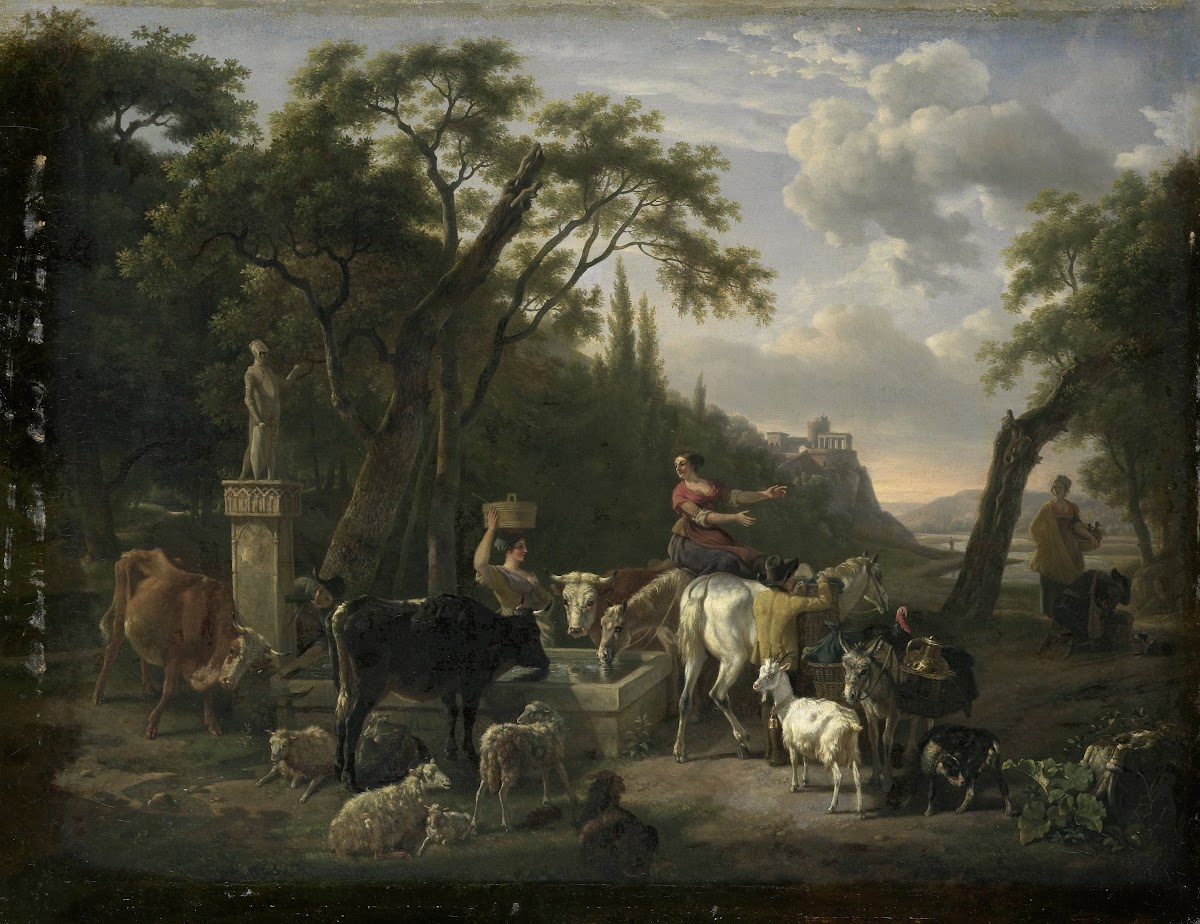 Italian Landscape with Shepherds and Animals at a Fountain 1780   1810