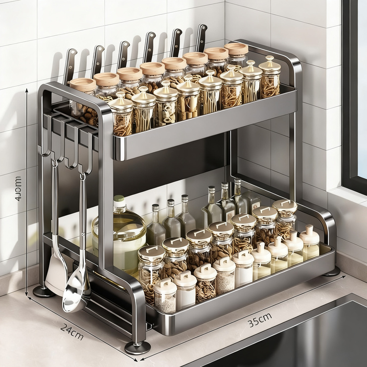 Multi-tier spice rack for the kitchen counter