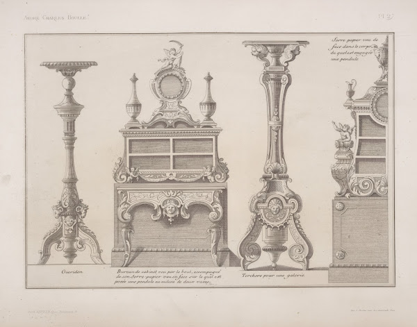 Gueridon bureau de cabinet  torchere pour une galerie serre papier veu de face