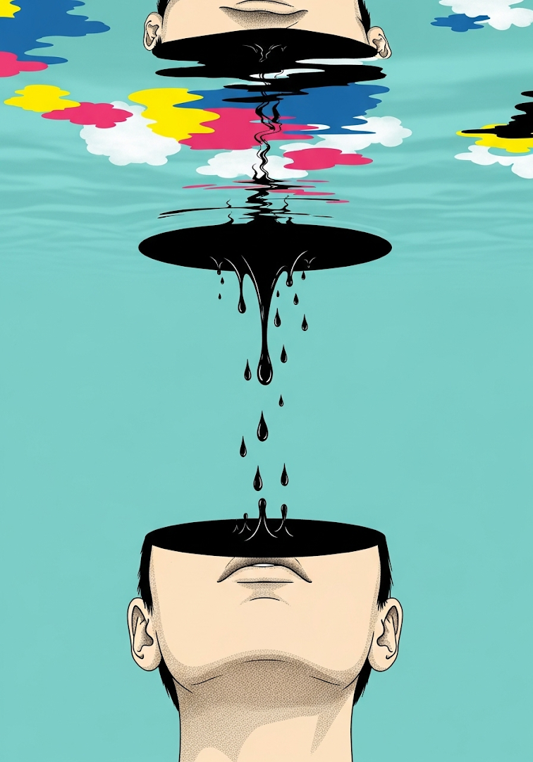 Surreal Head Abstract Black Hole Ocean Sky Art