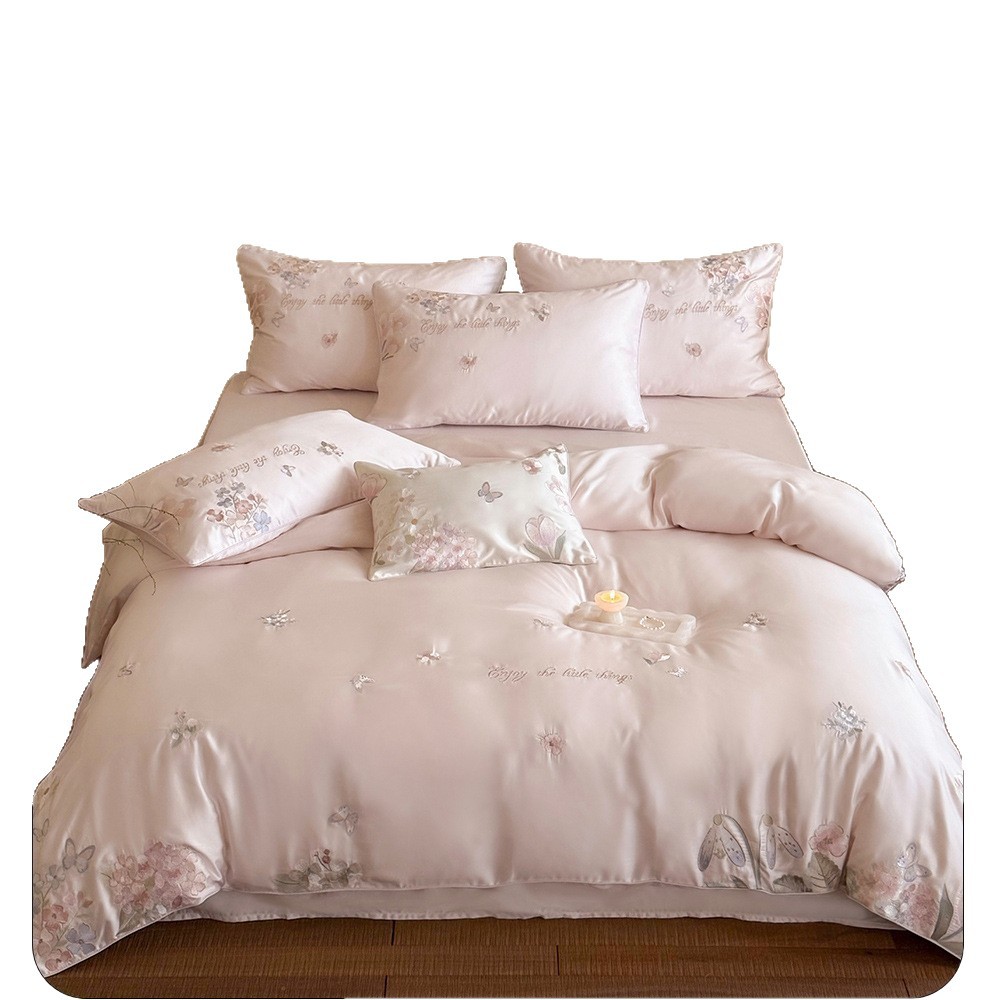 Französisches Bettwäsche-Set, Tencel und Baumwolle, bestickt