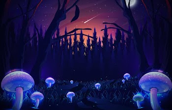 Glowing Mushrooms Wallpaper