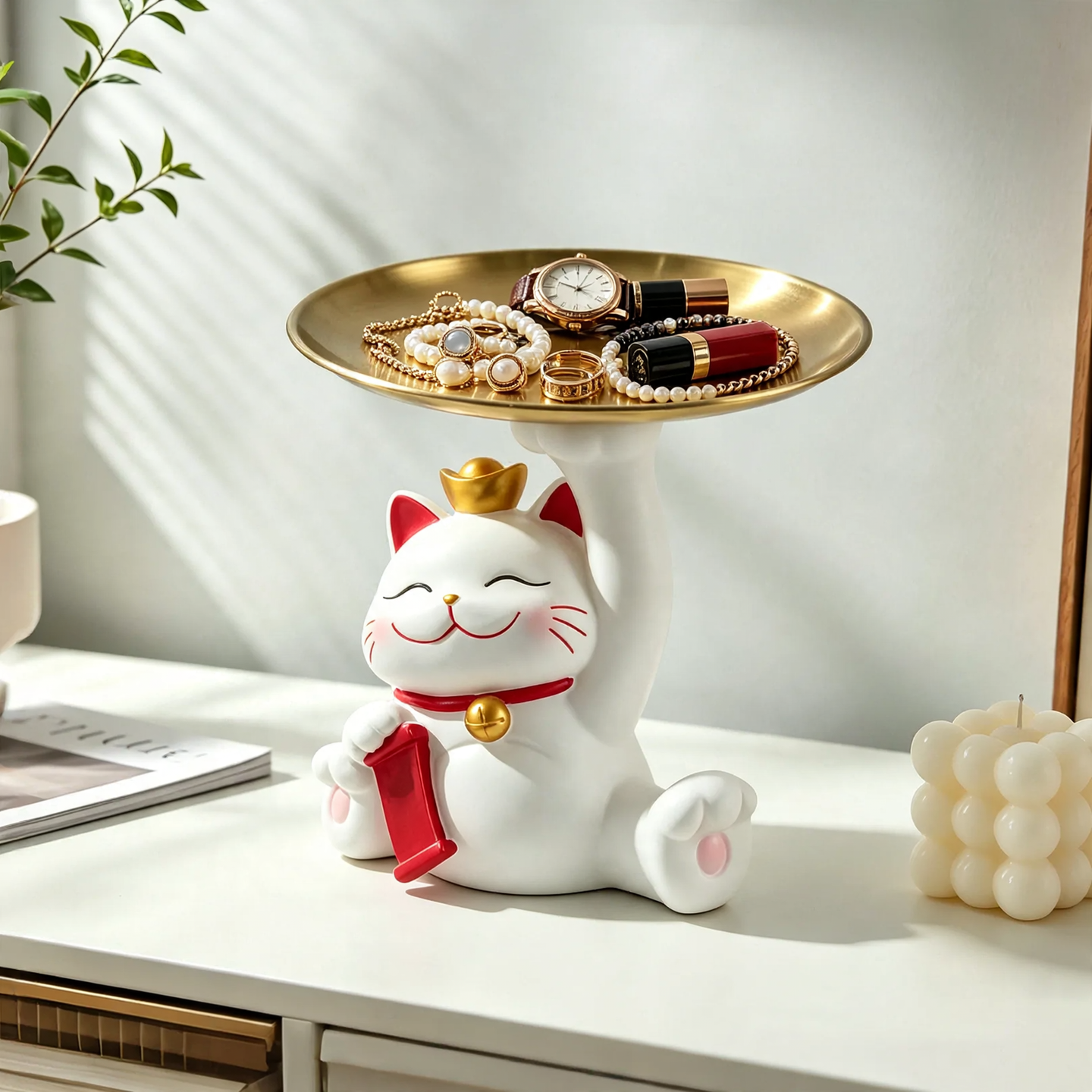 Lucky Cat Jewelry Tray and Key Holder
