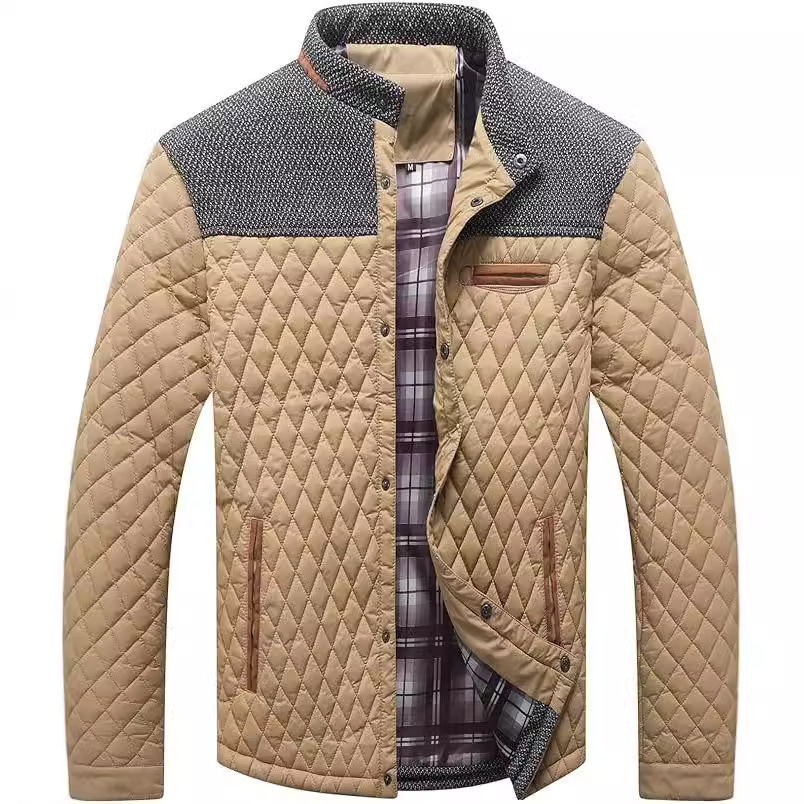 Men's quilted jacket, checked, for leisure and sports