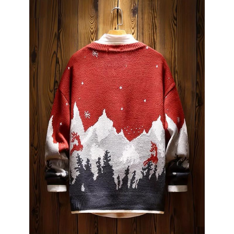 Lined knit sweater with a Christmas motif