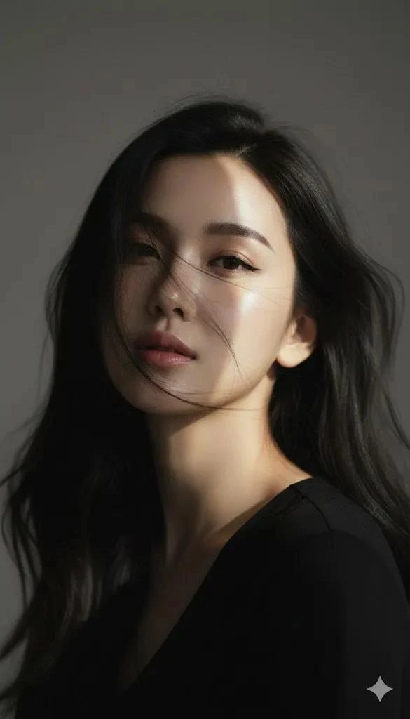 Retrato editorial coreano en primer plano