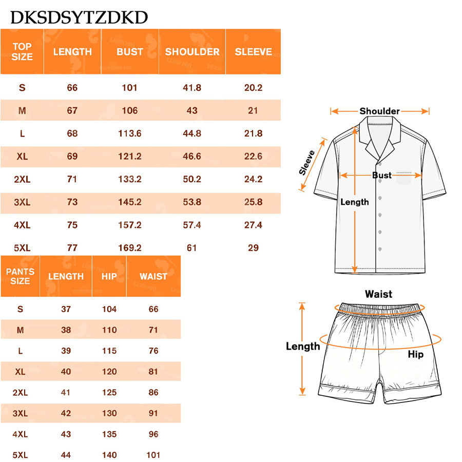 AOP Short Satin Pajama Set with Pockets