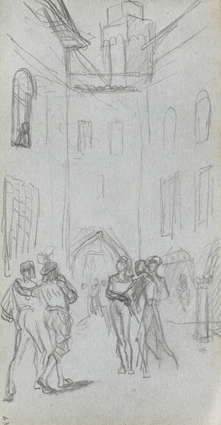 Figures in a Courtyard 1860s