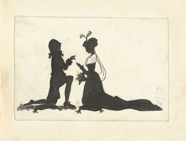 Silhouetten van een man knielend voor een vrouw 1884   1917