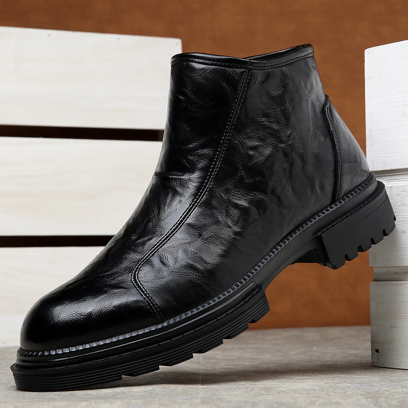 Herren-Lederstiefel mit Reißverschluss, gefüttert