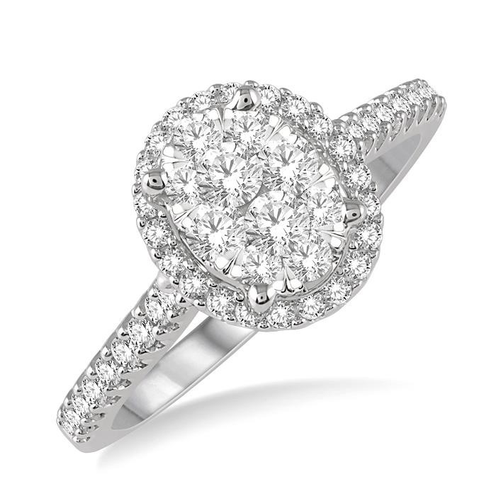 Oval Shape Halo Lovebright Essential Diamond Engagement Ring