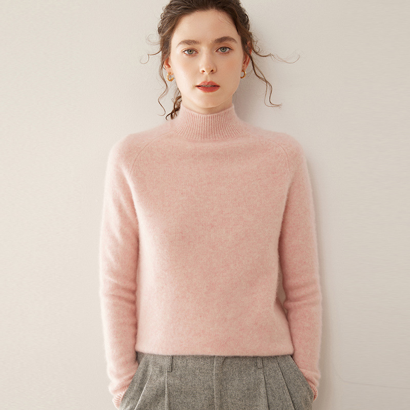 Women's Cashmere Sweater, High Collar, Soft and Flattering