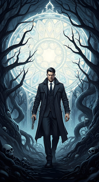 Dark Detective Occult Forest Glowing Symbol Skulls - Free mobile Wallpaper