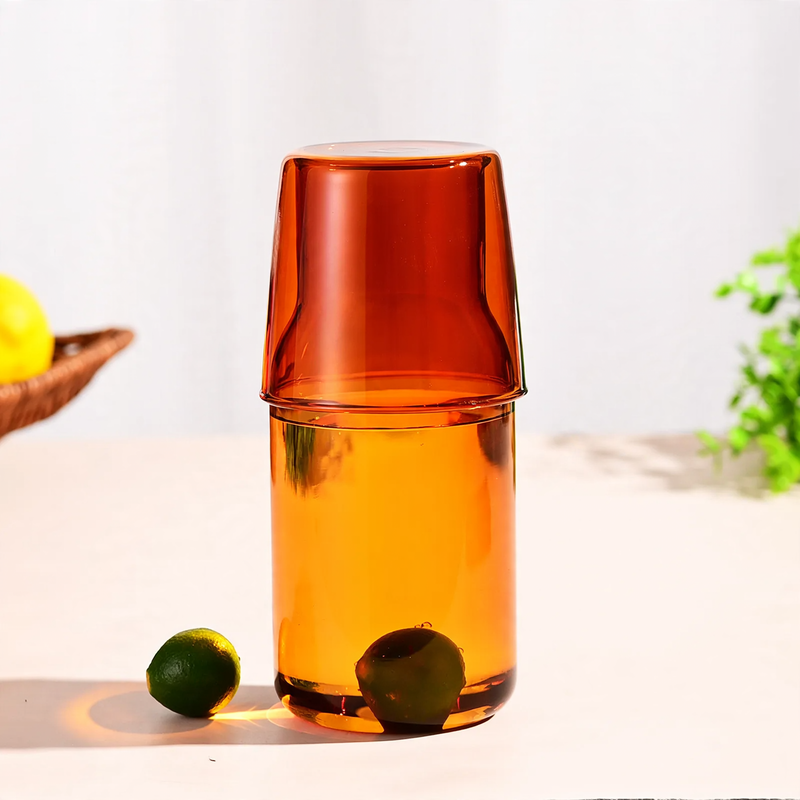 Glass carafe with glass, heat resistant
