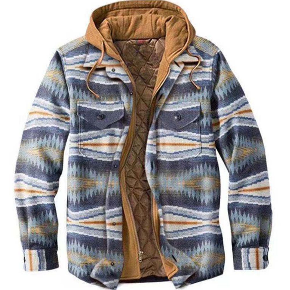 Men's Hooded Jacket, Checkered, Fleece-lined