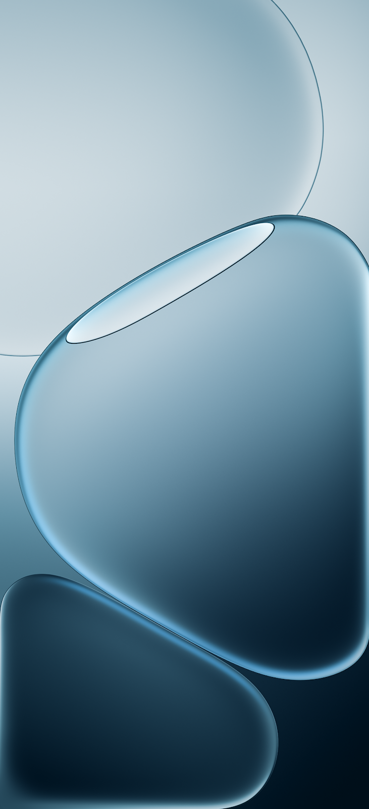 Smooth Blue Glass Shapes - Abstract Digital Rendering Full HD iPhone Wallpaper (1280x2800)