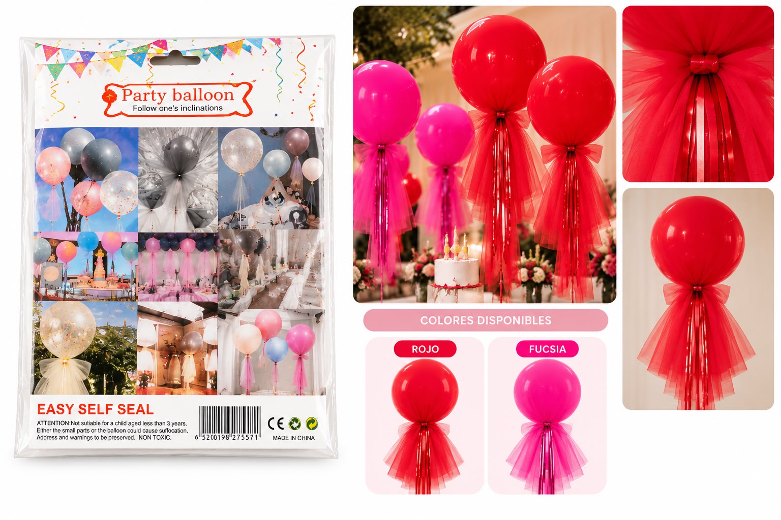 Globos burbuja transparentes con tul