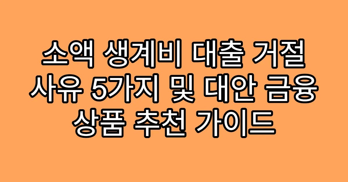 소액 생계비 대출 거절 사유 5가지 및 대안 금융 상품 추천 가이드